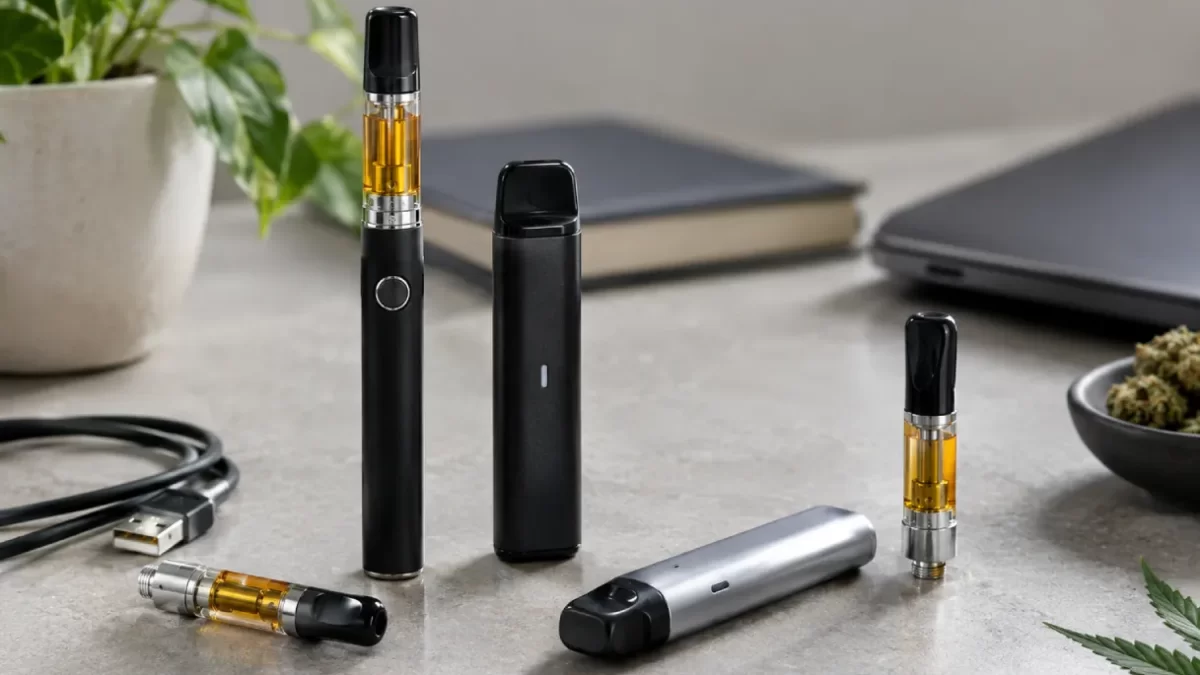 Dispositivos de vapeo sobre mesa moderna