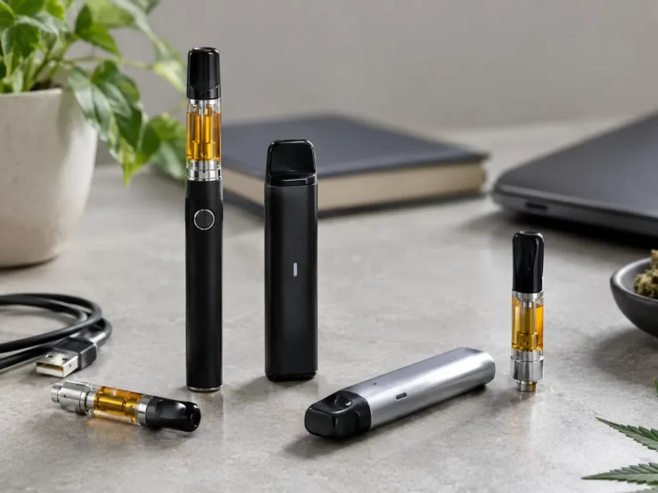 Dispositivos de vapeo sobre mesa moderna
