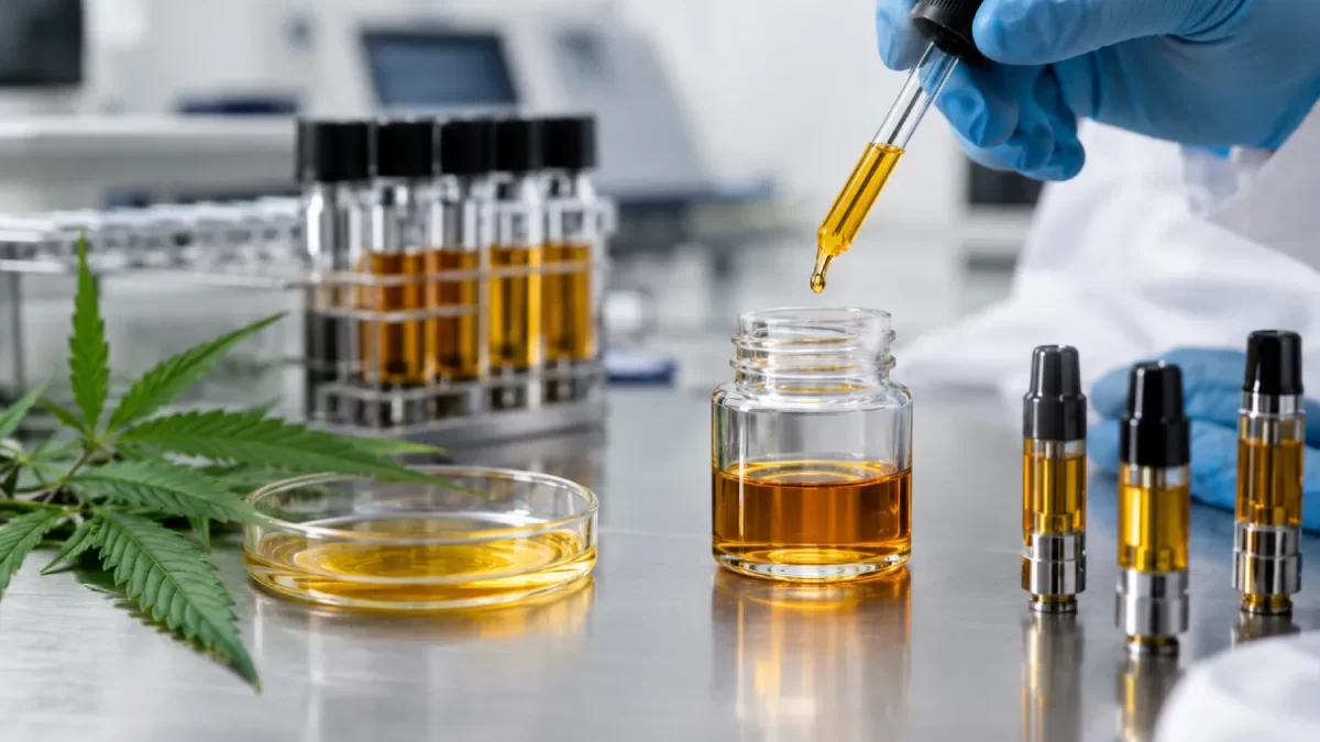 Aceite de destilado en proceso de laboratorio